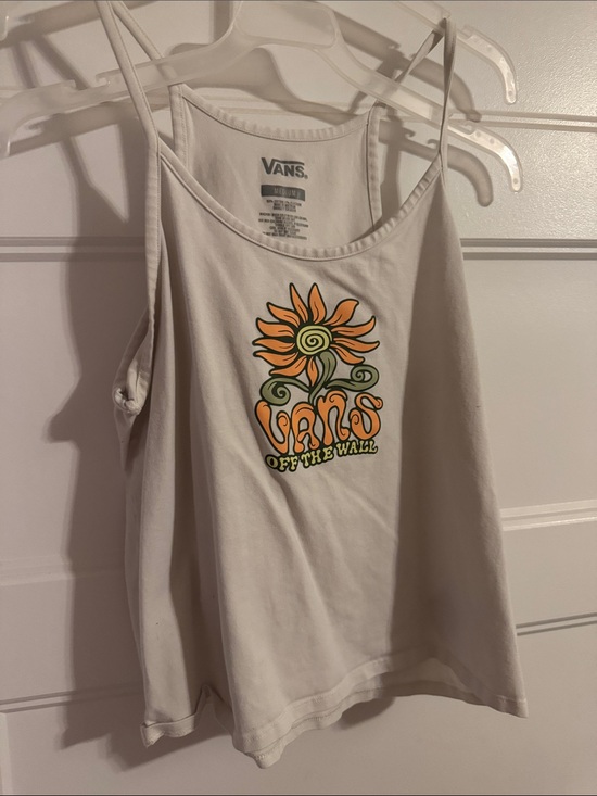 Vans Tops - Vans White Spaghetti-Strap Tank with Orange Floral Graphic
